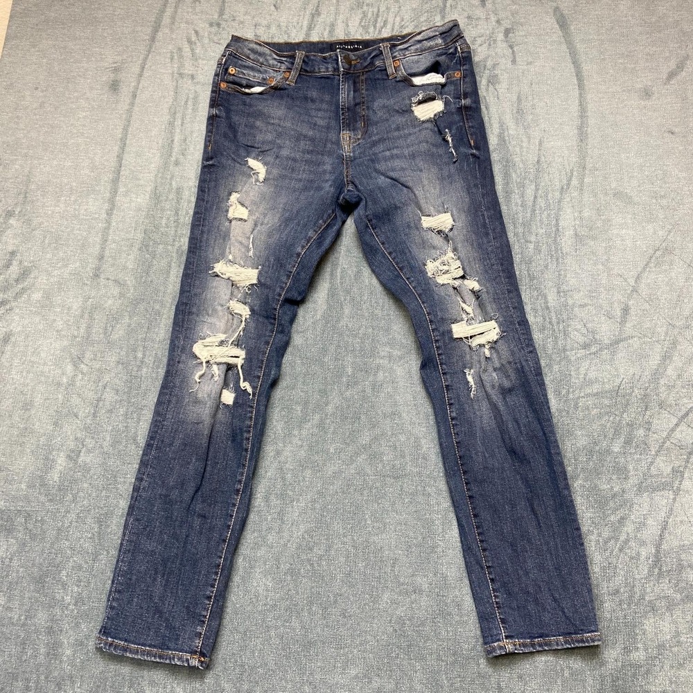 Aeropostale Jeans Mens 30x30 Blue Denim Stretch Distressed Mid Rise Straight Leg